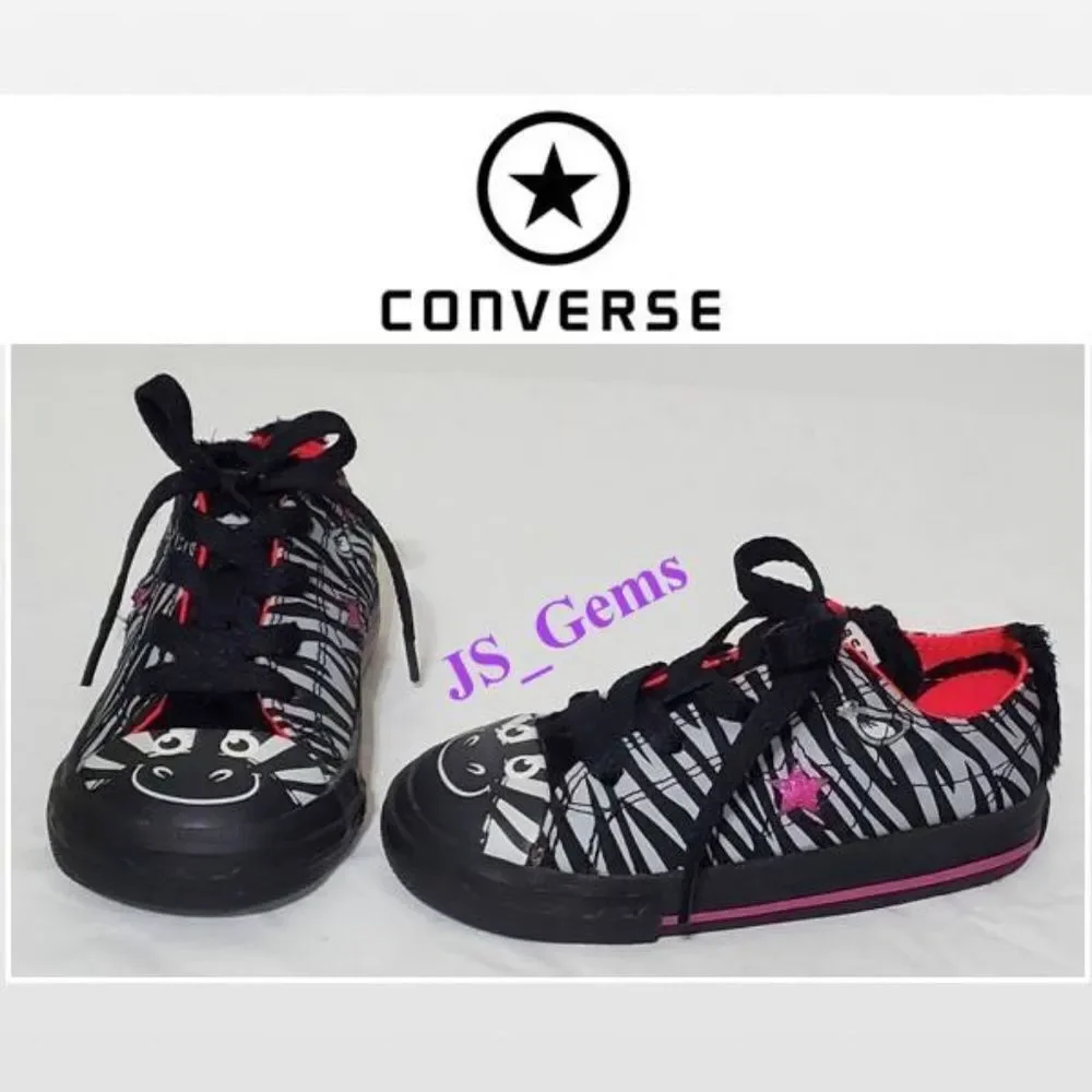 Converse One Star Suave Zebra Print Infant Toddle Girl Size 7 Shoes